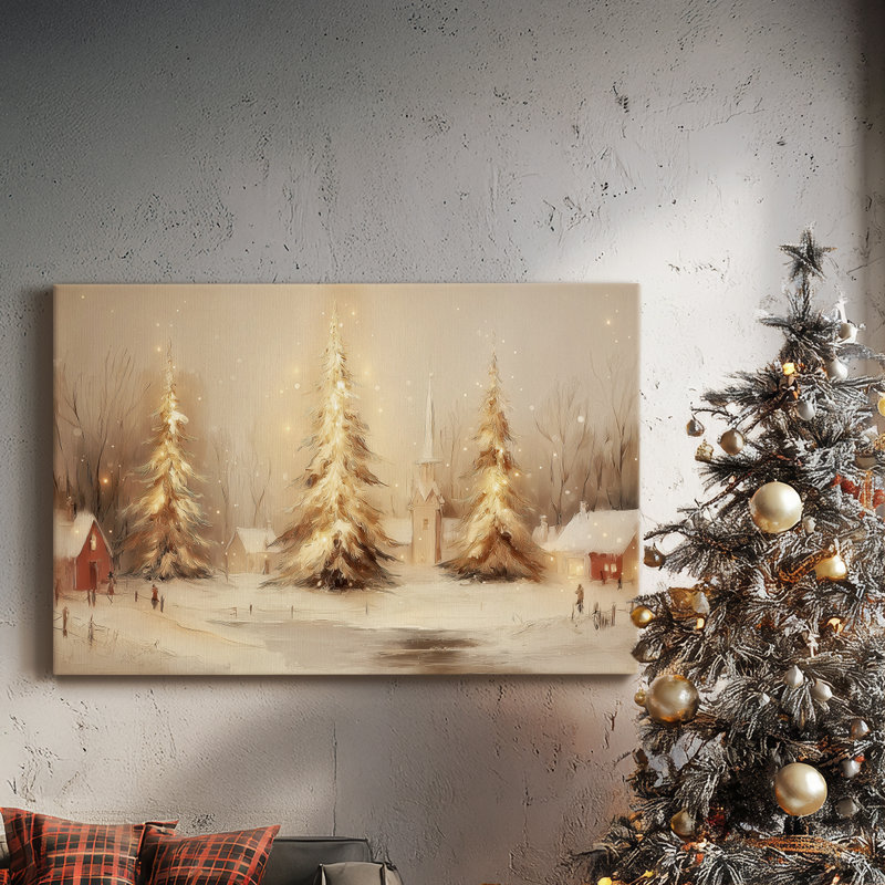 Golden Yule Serenade - toile tendue avec châssis de qualité supérieure, H 8 po x l 12 po
