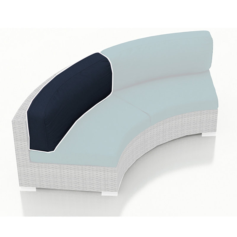 Coussin de dossier incurvé pour causeuse - toile lin, Bleu sarcelle