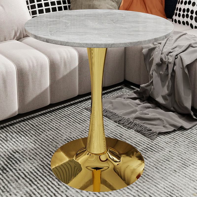 27.6-Inch Coffee Table, Dining Table, White, Gray
