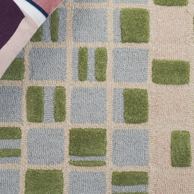 Genre 206 Checkered Hand Tufted 85% Wool; 15% Cotton Geometric Shapes Rug, Rectangle 5' x 8'
