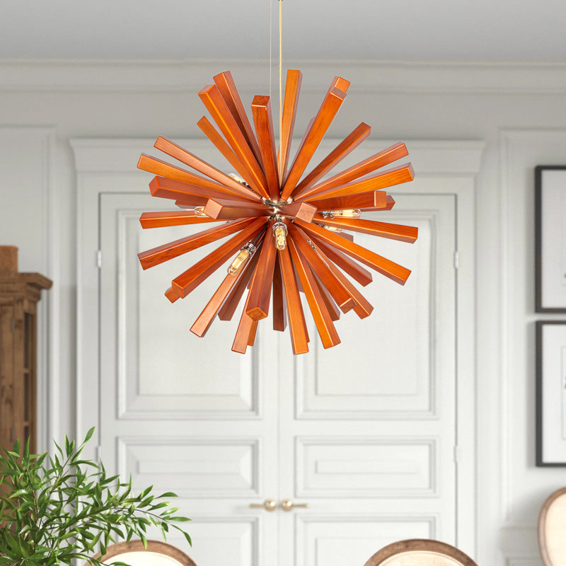 Lustre géométrique 10 lumières à DEL Aseda, H 87 po x l 28,34 po x P 28,34 po