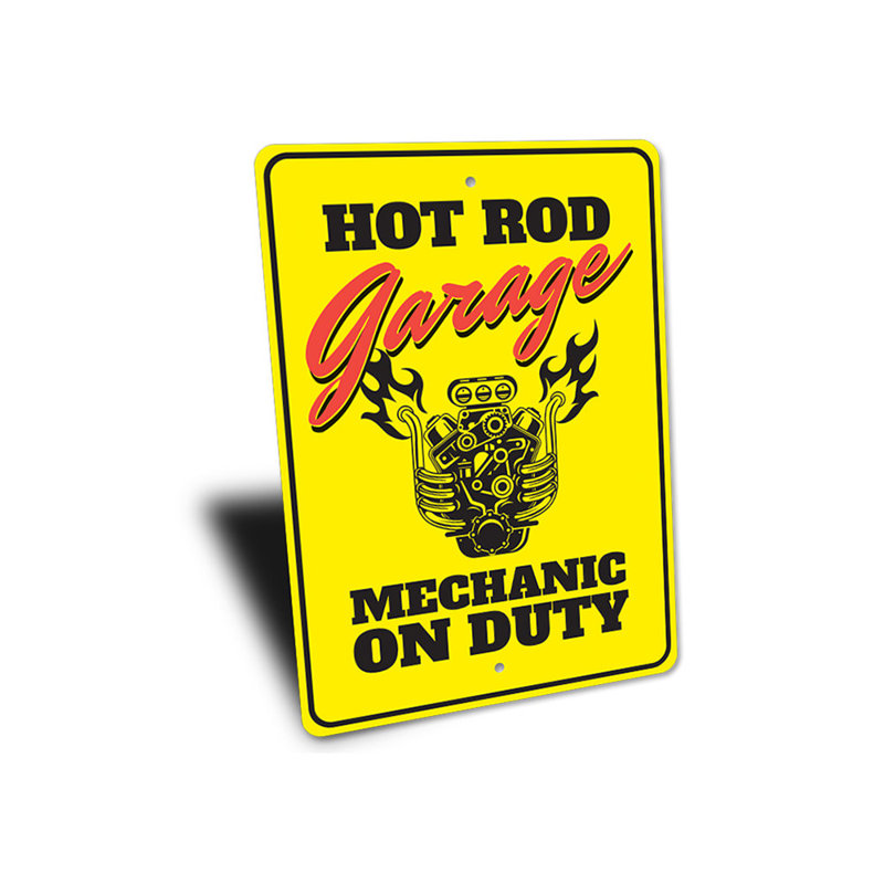 Enseigne en aluminium Hot Rod, H 14 po x l 10 po x P 0,04 po