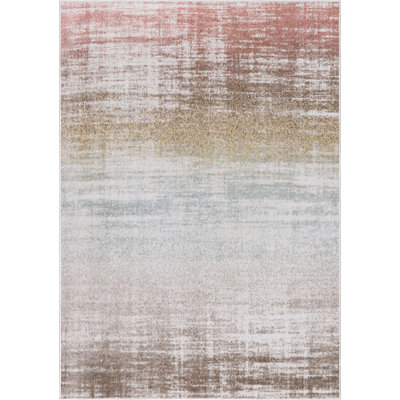 Machine Washable Nash Ivory/Brown Rug