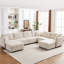 Velours côtelé 8 places pour différentes pièces - beige, moderne, avec ports de chargement, salon, chambre à coucher et salon beige, 8 coussins de confort combinés et en forme de C-2079282197