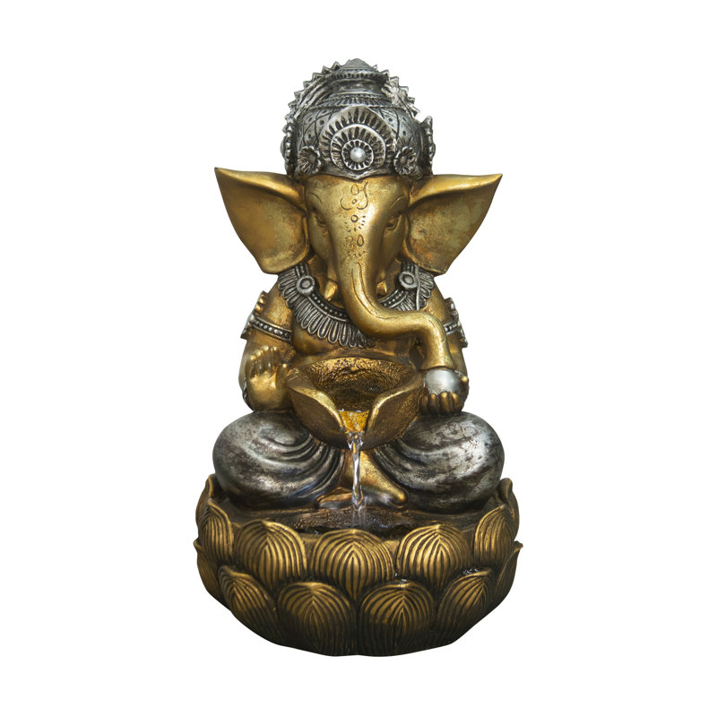 Indoor Sculptural Fountain with Lights, Gold