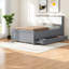 Lit plateforme moderne en bois avec rangement, USB, gigogne, gris