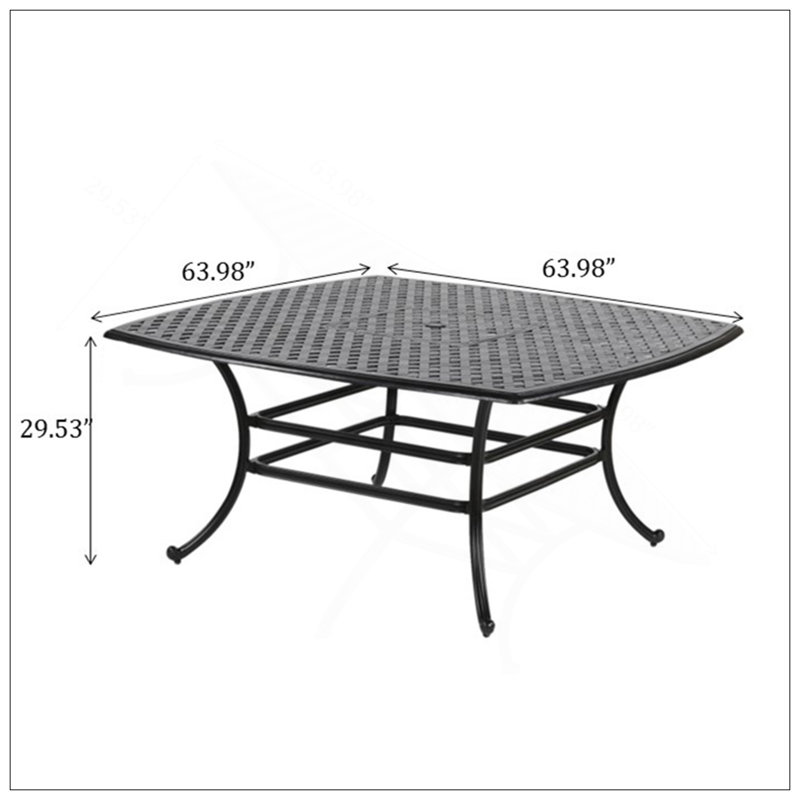 64" Square Dining Table, Dark Lava Bronze