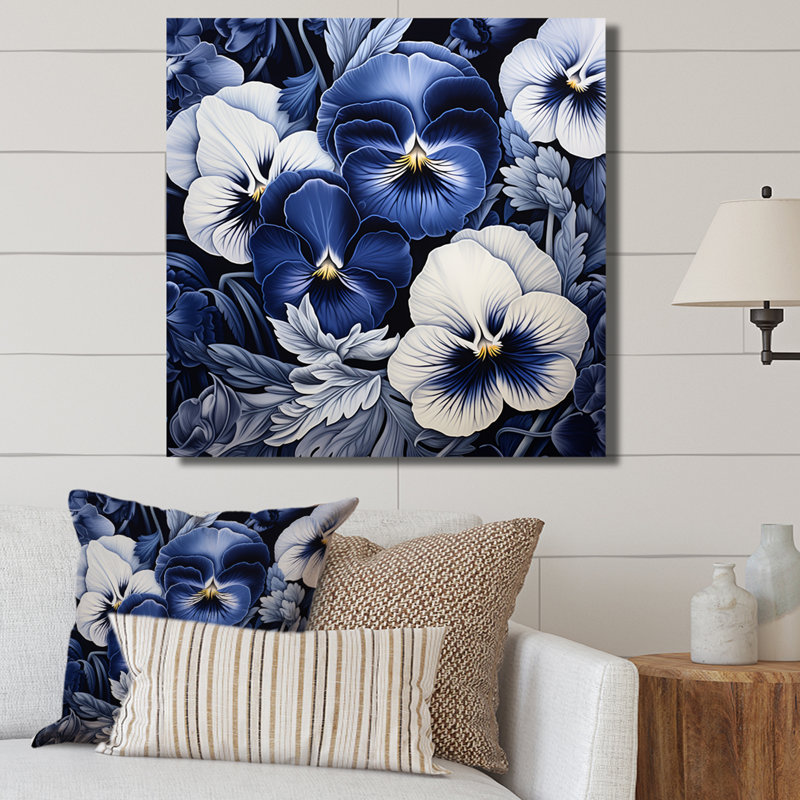 «Minimalisme Pansies In The Shadows», art mural sur toile, Toile tendue, H 36 po x l 36 po x P 1,5 po