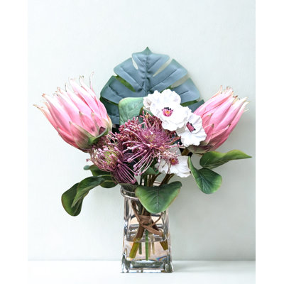 Arrangement en soie Protea dans un vase