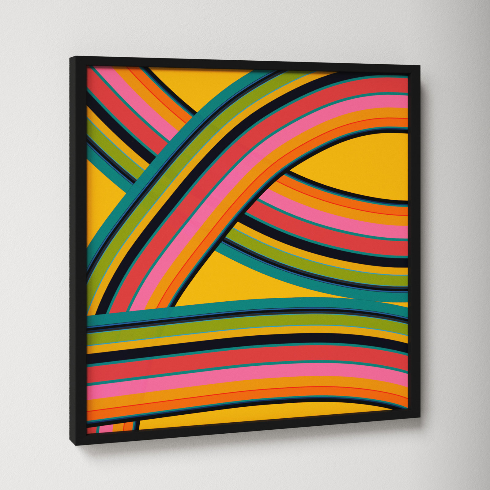Twist Series I "Fiesta Twist" Print, 16" H x 16" W x 1.25" D, Black