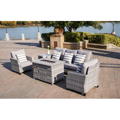 Amay 5 - Person Patio Conversation Set with Cushions