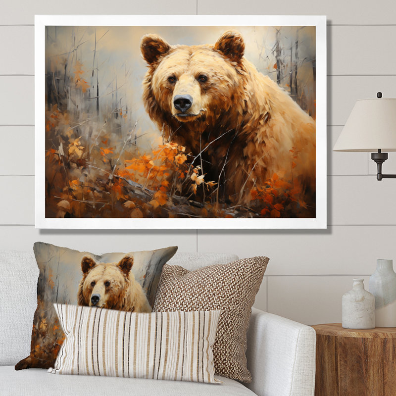Bazyli Bear Bears Boundary I - art mural ours, H 34 po x l 44 po x P 1,5 po, Cadre simple blanc