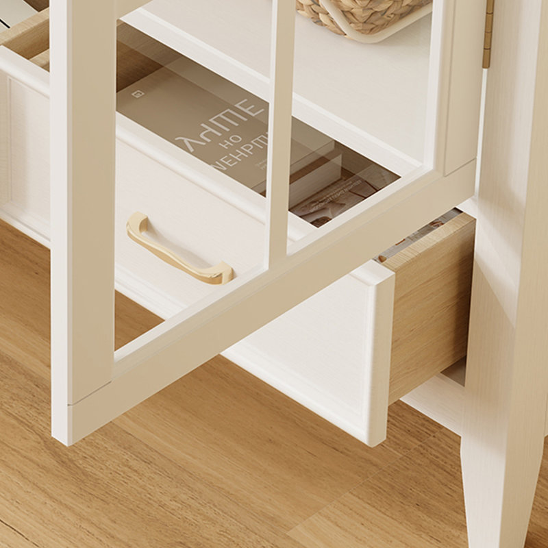 Modern White Solid Wood Bookcase with Drawer