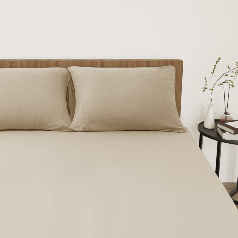 Ensemble de draps en jersey ultra doux, Taupe, Simple