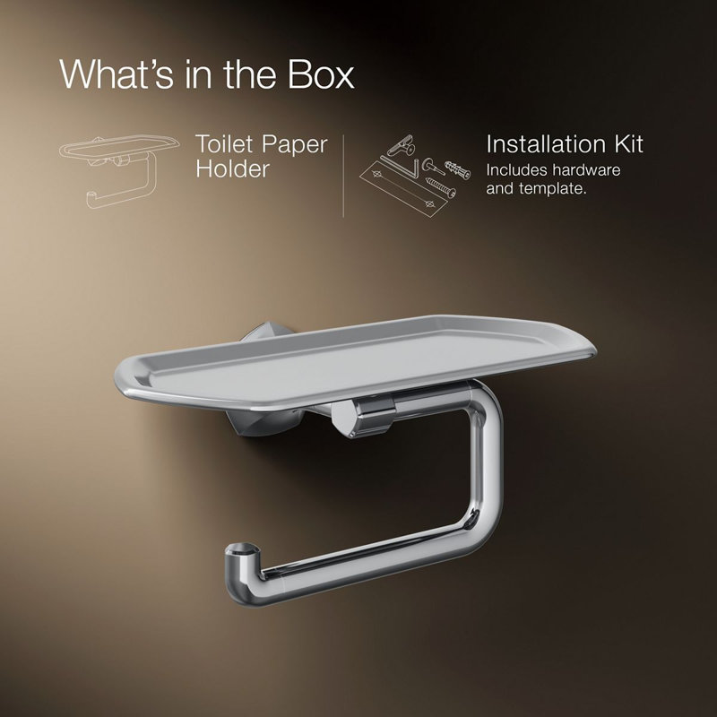 Occasion Toilet Paper Holder With Tray, Polished Chrome