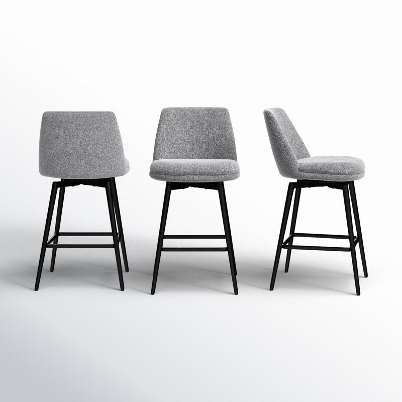 Betzalel Swivel Upholstered Counter Stool, Gray, 3