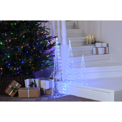 set of 3 dewdrop cones - blue and white led