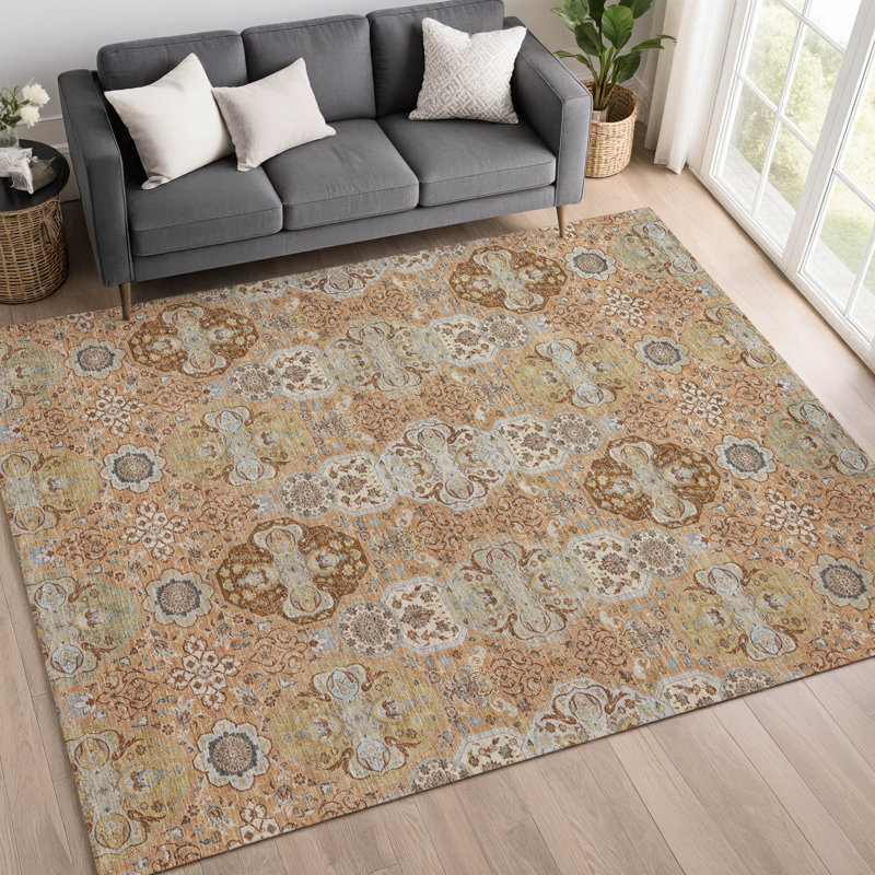 Tapis lavable à la machine intérieur / extérieur ACN2484, Cuivre, 3 pi x 5 pi