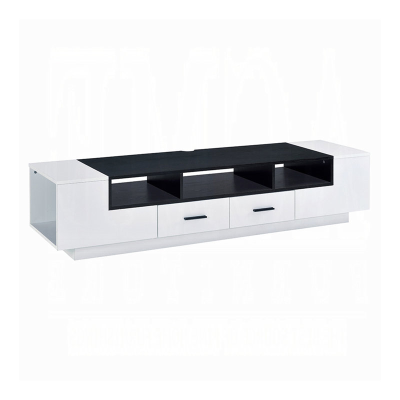 Meuble télé 2 tiroirs blanc et noir