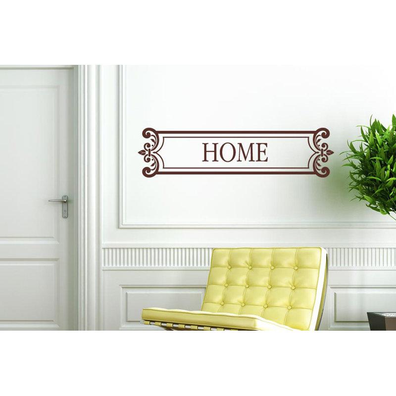 Home Sign Framed Wall Sticker, Brown, Large