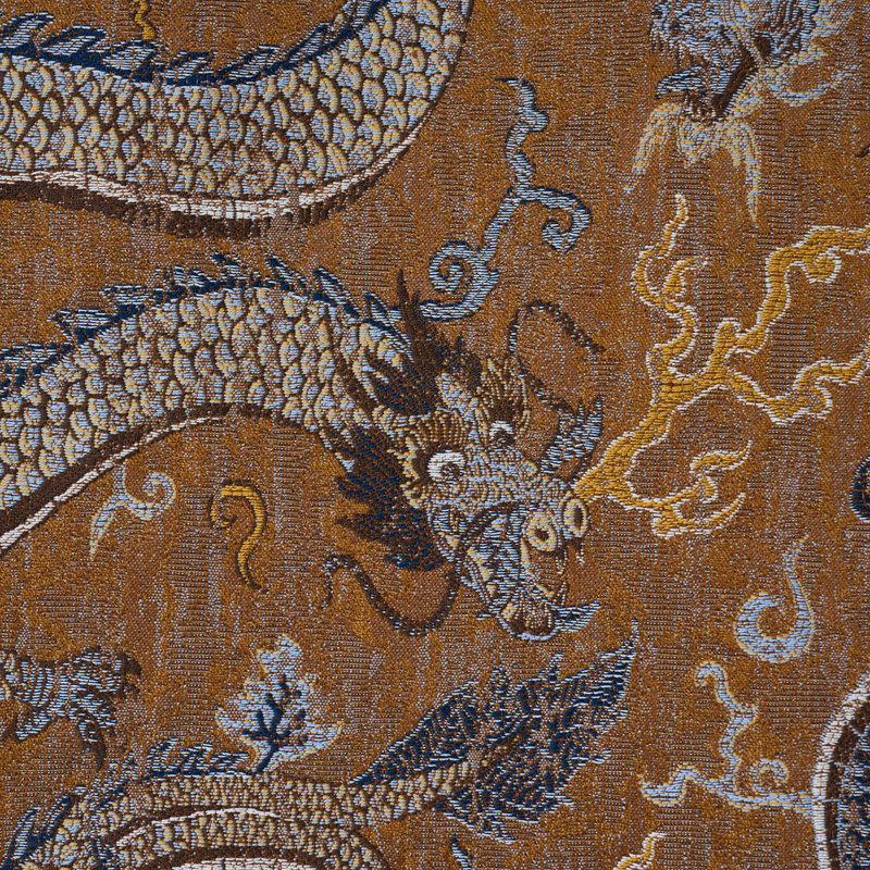 Serpentine Dragon Fabric, Brown/Blue