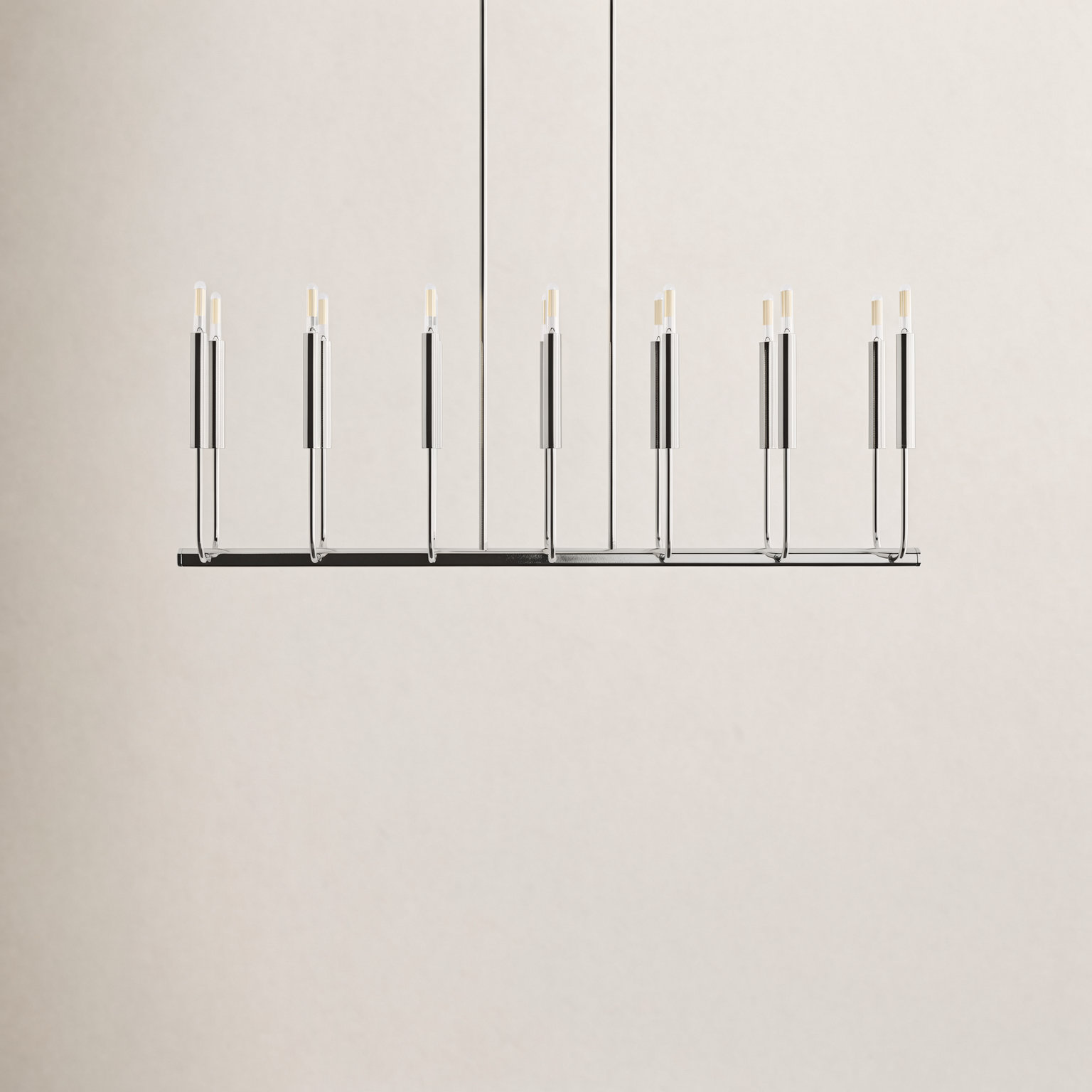 Tedder 14 Light Steel Dimmable Pendant, Polished Nickel