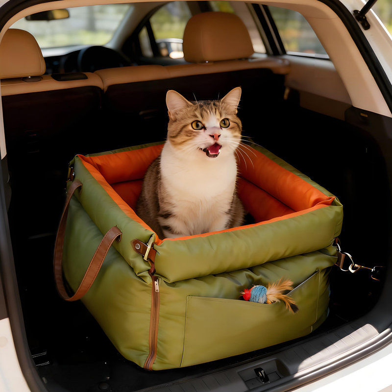 Siège d'auto d'appoint pour chien, lit imperméable pour animal de compagnie en cuir PU avec poches de rangement, vert, Vert