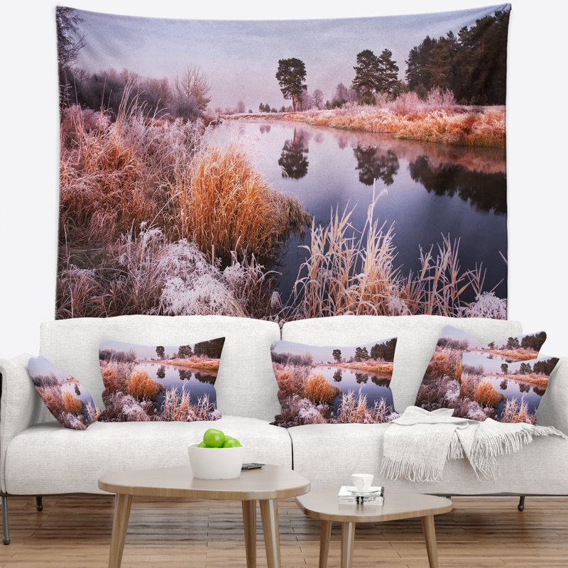 Paysage, fée d'automne, aube, tapisserie panoramique, H 32 po x l 39 po