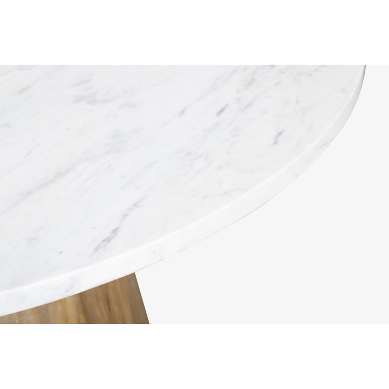 Jaden Natural White Marble Top Dining Table On Solid Wood Base