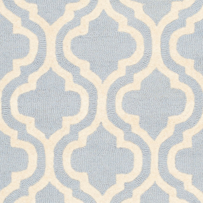 Hand-tufted Cambridge Square Wool Rug in Light Blue and Ivory