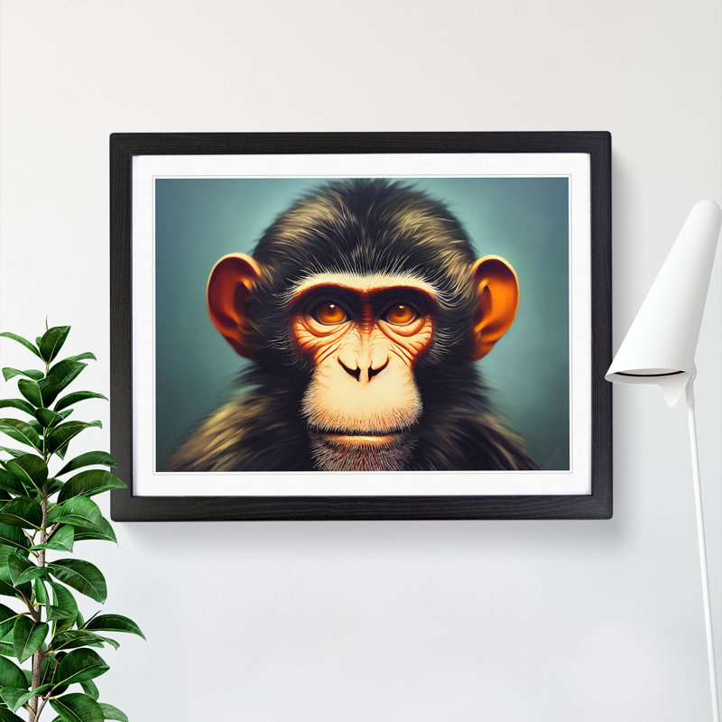 XH1022-6132X Modern Monkey Vol.1 - Single Picture Frame Print, 46cm H x 64cm W x 2cm D, Black