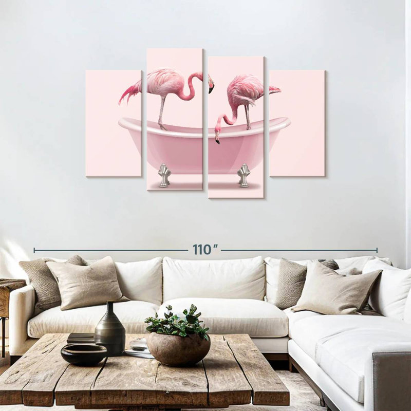 Baignoire flamants roses 4 pièces, H 48 po x l 75 po x P 1,25 po