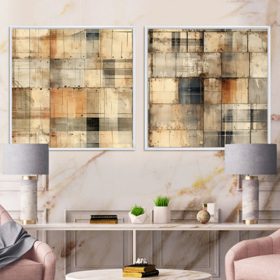 Erika - Ensemble de 2 collages abstraits carrés
