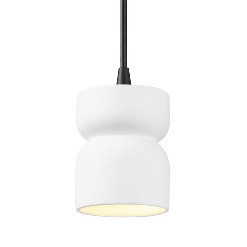 Luminaire suspendu en sablier Leni, Blanc brillant, Noir mat