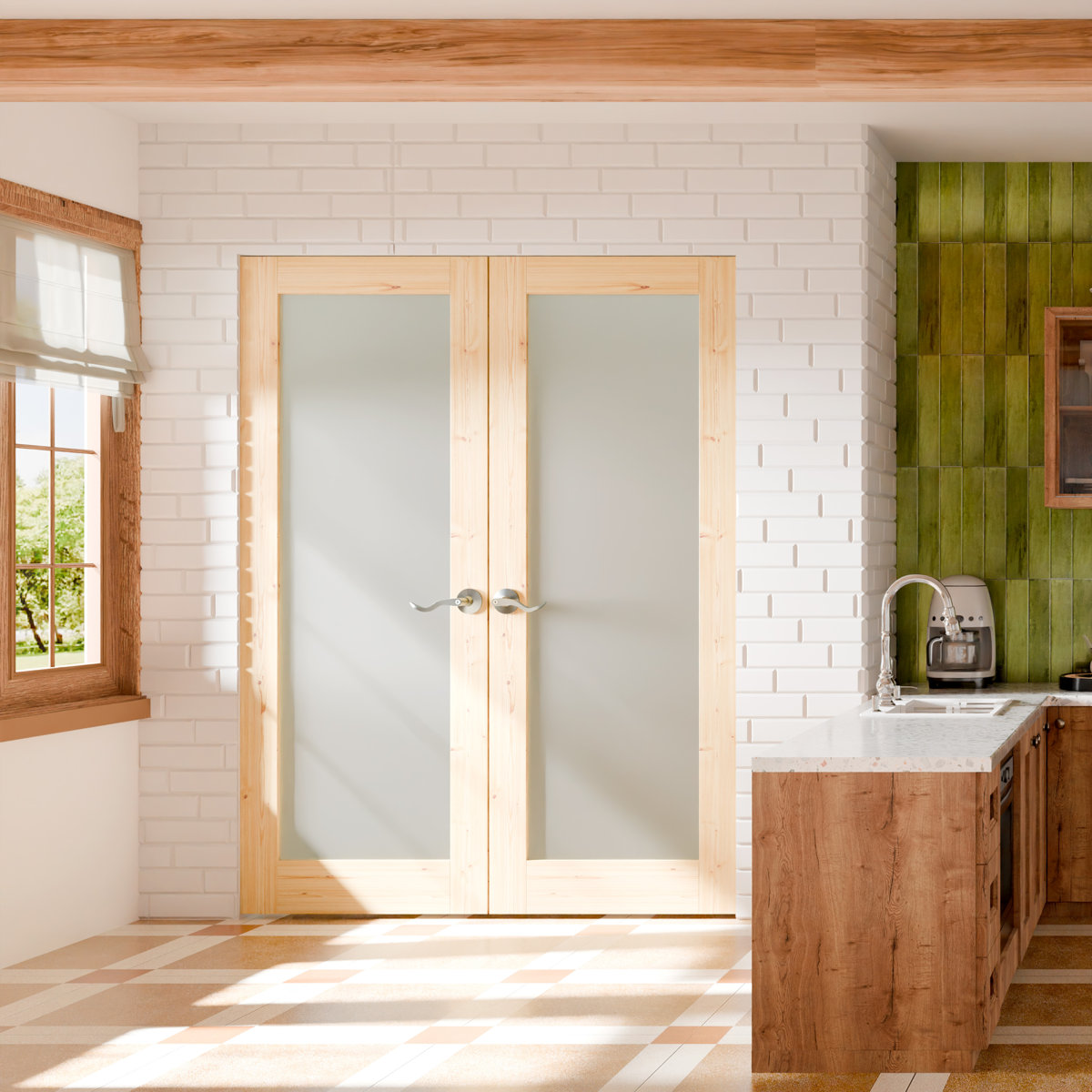 CHIC MODE Interior Pantry French Doors - 1-Lite Frosted Standard Door ...