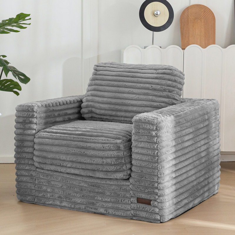 Fauteuil à billes moyen, Fausse fourrure grise