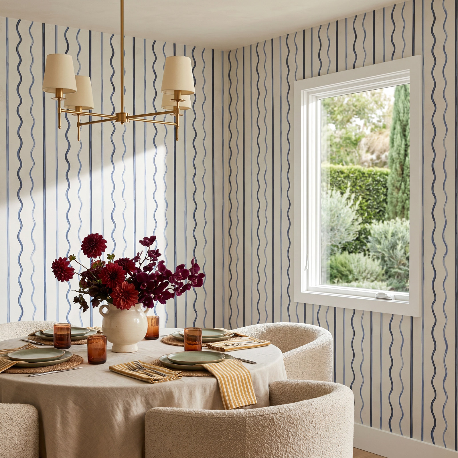 Backdrop Wallpaper Roll, Cornflower/Deep Navy