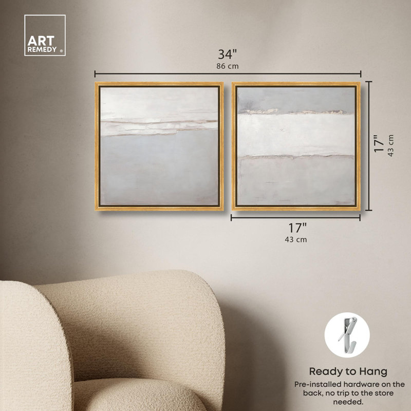 "Luxe", ensemble de 2 reproductions d'art sur toile par , H 17 po x l 17 po, Doré