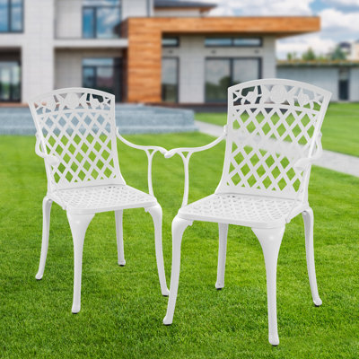 Ensemble de 2 chaises de bistro en fonte d'aluminium pour patio