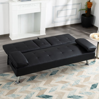 Divan-lit futon de 65,3 po avec accoudoirs amovibles Ebern Designs