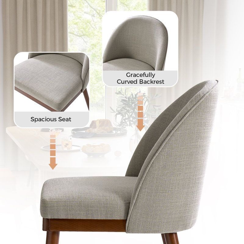 Kanalu Modern Dining Chair Set with Solid Wood Legs, Gray, 6