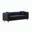 Canapé de 86 pouces en velours 86 po, confortable avec capitonnage à 3 boutons, accoudoirs roulés et pieds dorés, style Chesterfield pour le salon, noir-1496323906