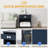 Vintage Small Storage Cabinet With Led Light And Pet Bed, Hidden Cat Litter Box With Drawer And Semi-Open Space