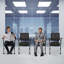 Ensemble de 4 chaises de conférence, chaise de bureau à roulettes, dossier ergonomique et respirant