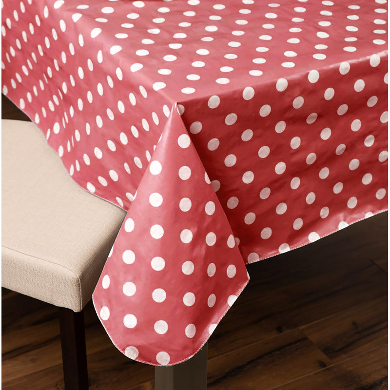 Julianie Rectangle Polka Dots Polyester Dining Linens, Red