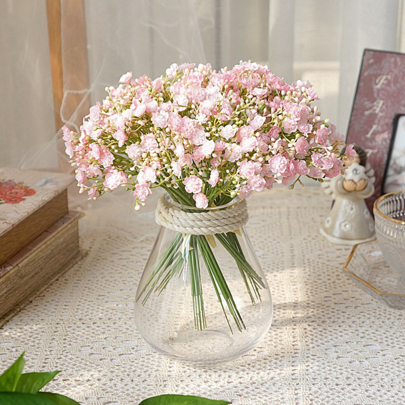 5 bouquets de 42 têtes de fleurs artificielles pour respirer chaque bébé, Rose