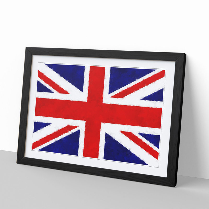 Union Jack British Flag Vol.1 - Picture Frame Painting, Black Framed, 48cm H x 65cm W x 2cm D