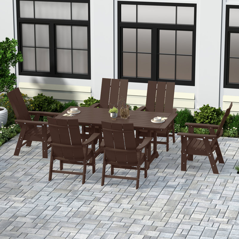 Joubert 6 - Person Patio Dining Set with Rectangular Table, Dark Brown