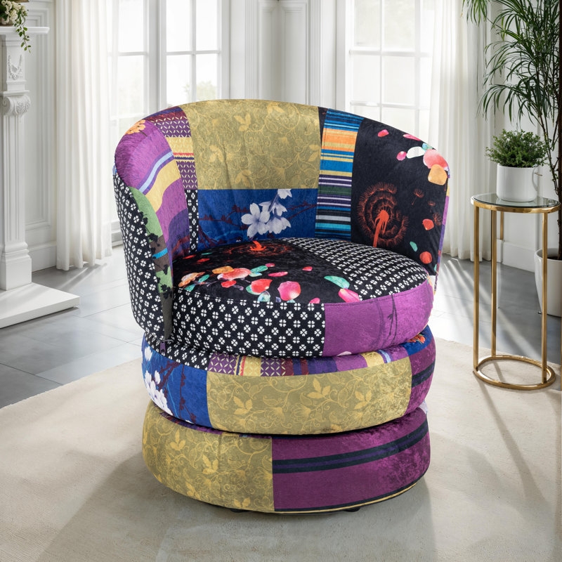 Velvet Swivel Barrel Chair, Purple
