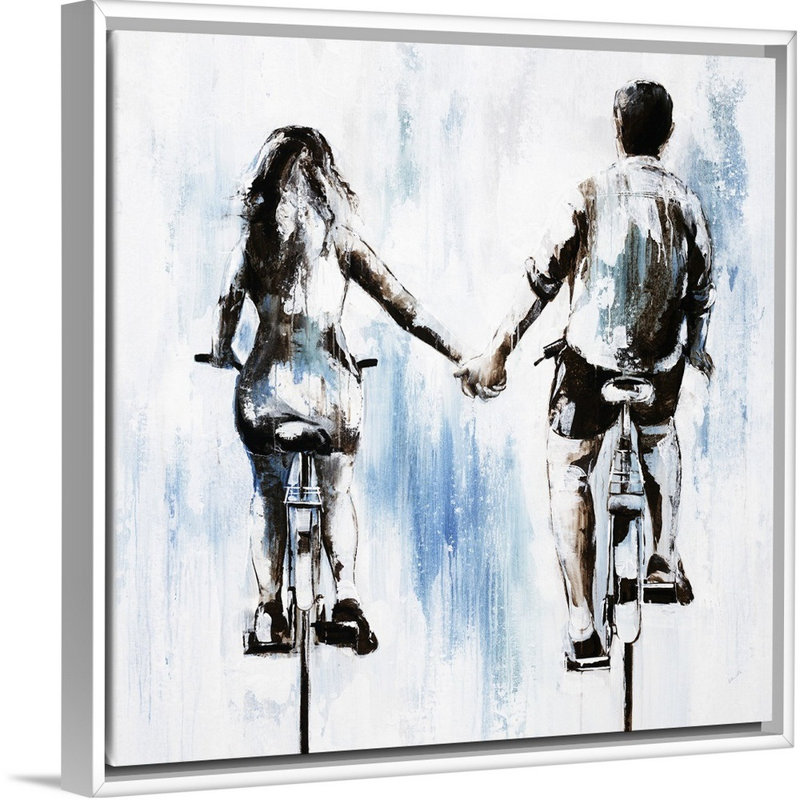 « se déporter sur », peinture sur toile, H 17,7 po x l 17,7 po x p 1,75 po, Cadre flottant blanc